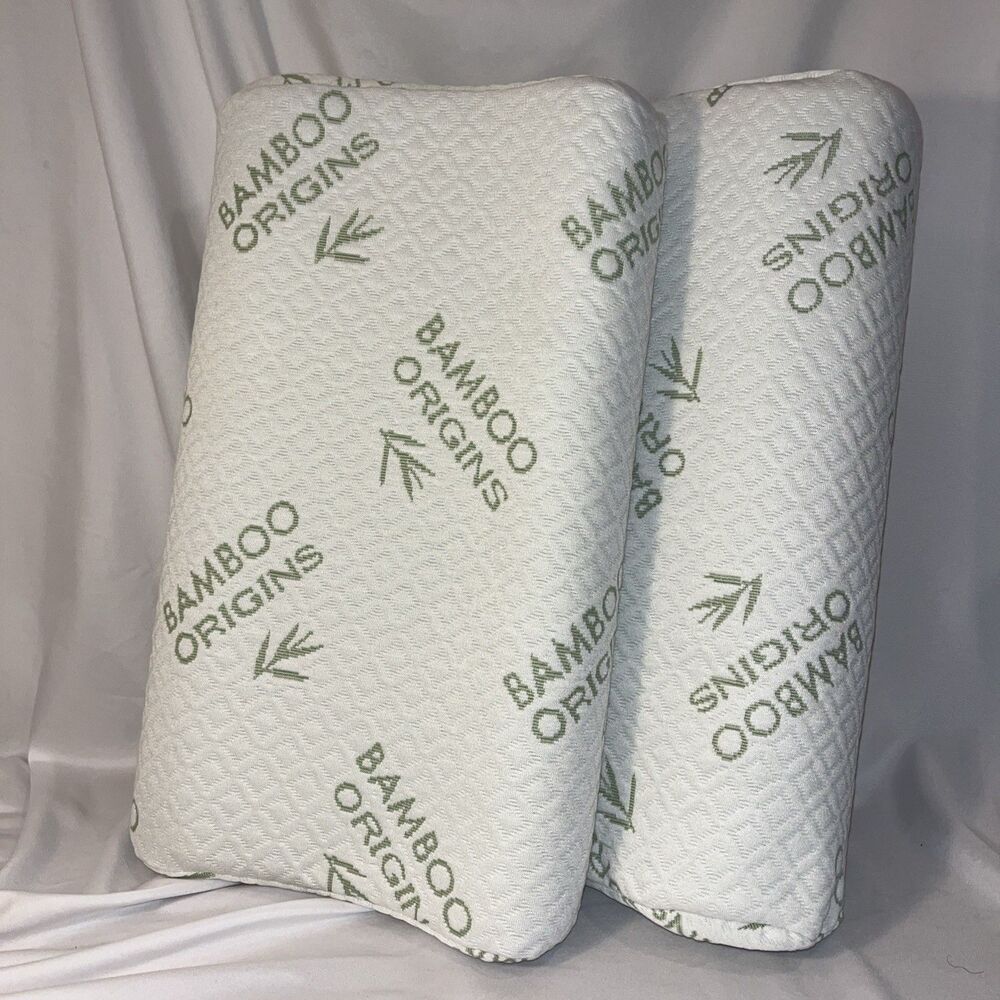 PUR SERENITY Bamboo Memory Foam Contour Pillow 2 Pack NEW